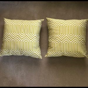 2 Lime Green Geo Throw Pillows